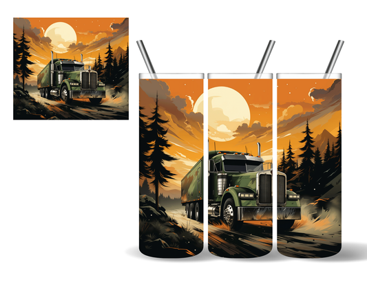 Sunset Trucker Truck Driver 20 oz Tumbler