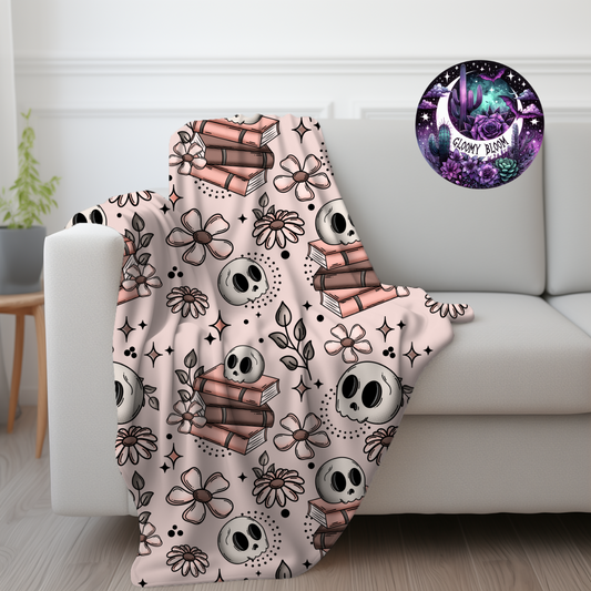 Plush Throw Blanket Skeleton Books Book Lover Blanket