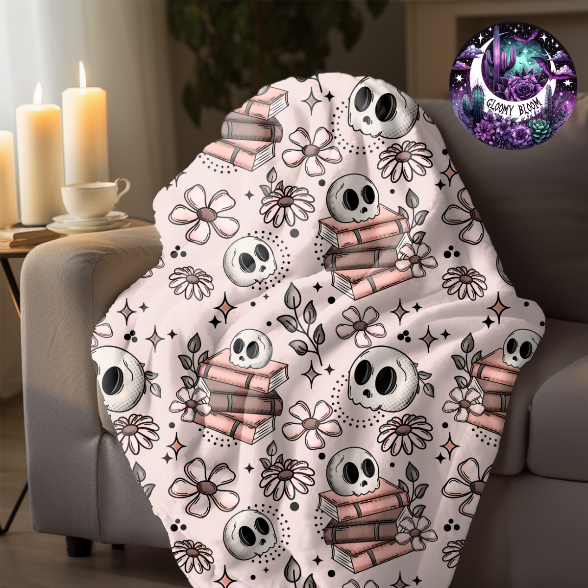 Plush Throw Blanket Skeleton Books Book Lover Blanket