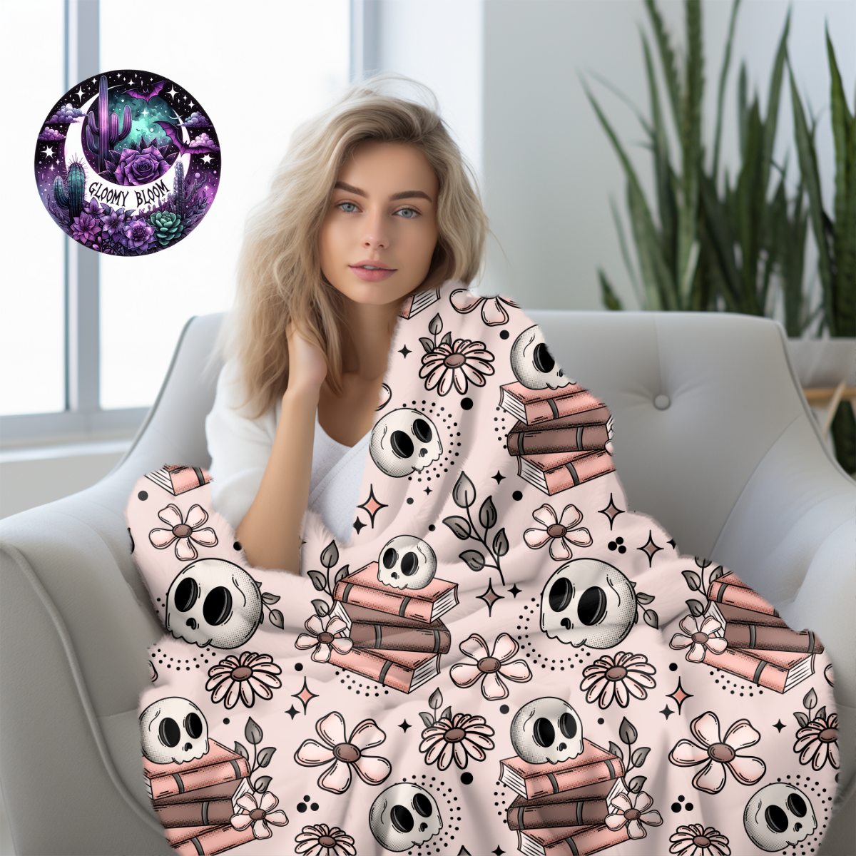 Plush Throw Blanket Skeleton Books Book Lover Blanket