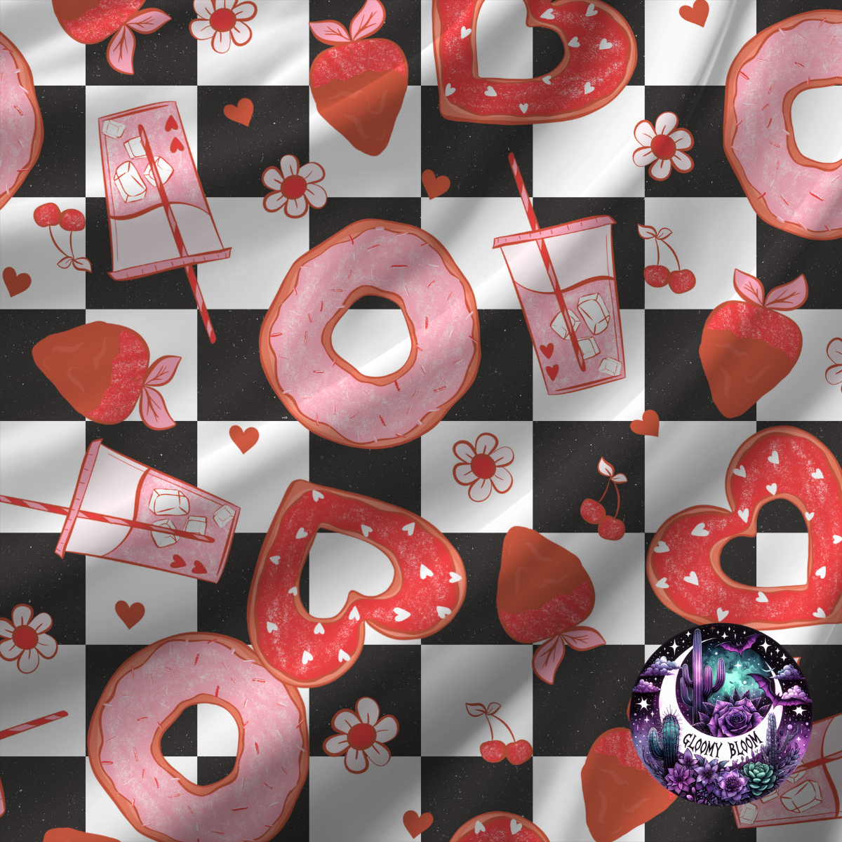 Plush Blanket Retro Coffee Donuts Checkered Valentine's Day Gift