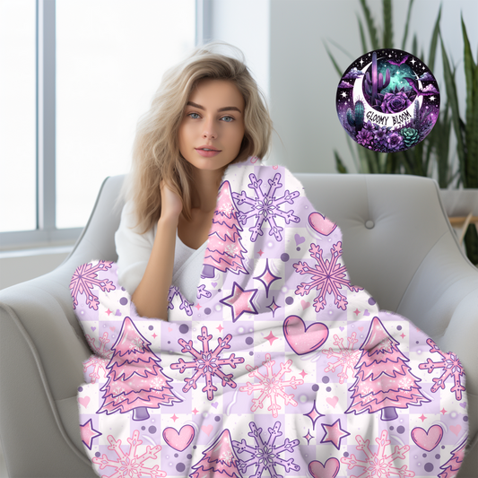 Pink Winter Theme Blanket Super Soft Blanket Snow Blanket