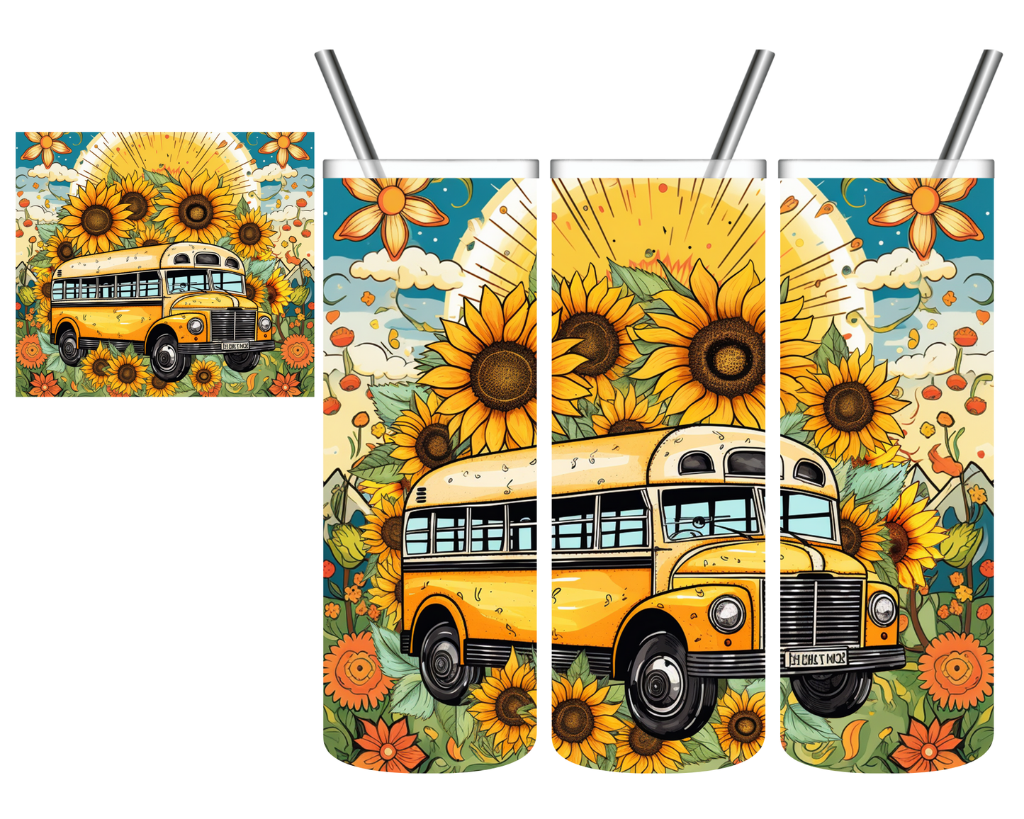 Floral School Bus Driver 20 oz Tumbler