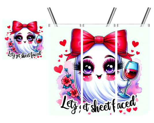 Lets Get Sheet Faced Ghost Bow 20 oz Tumbler