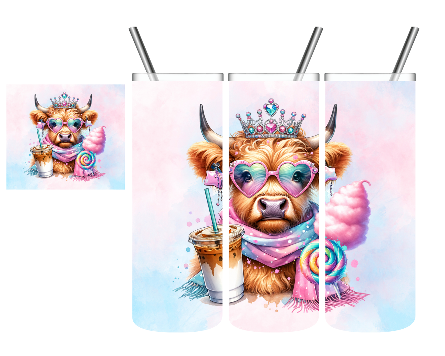 Princess Highland Cow 20 oz Tumbler