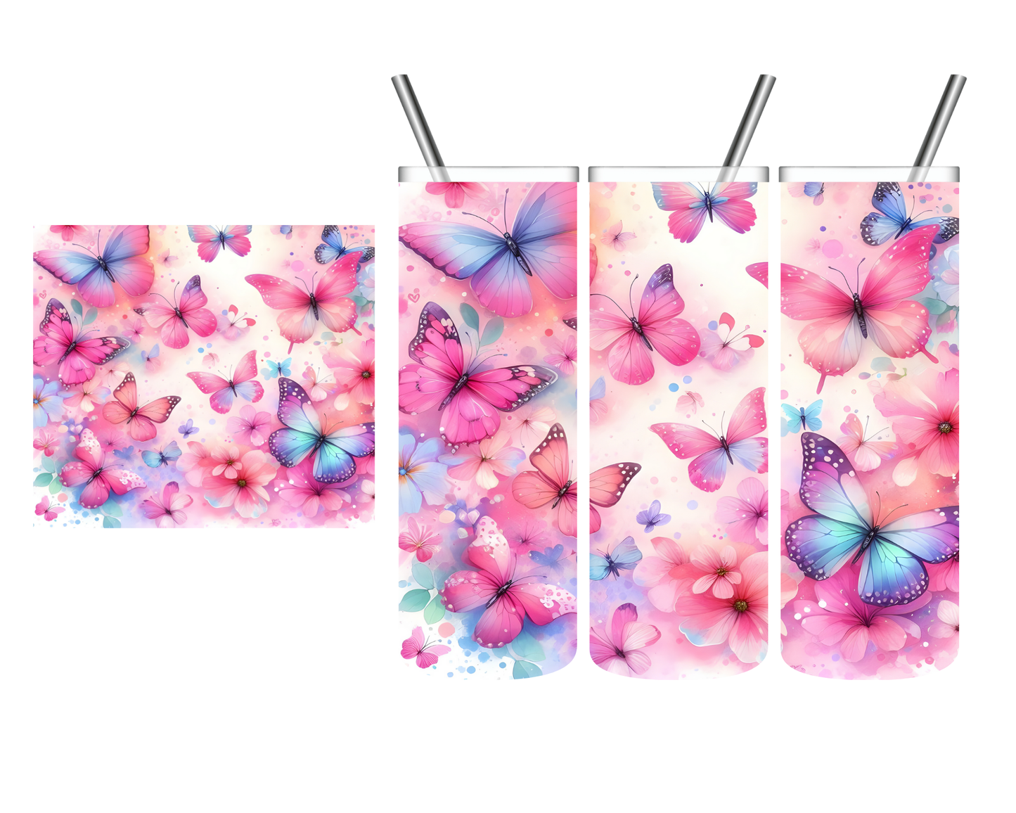 Pink Butterflies 20 oz Tumbler