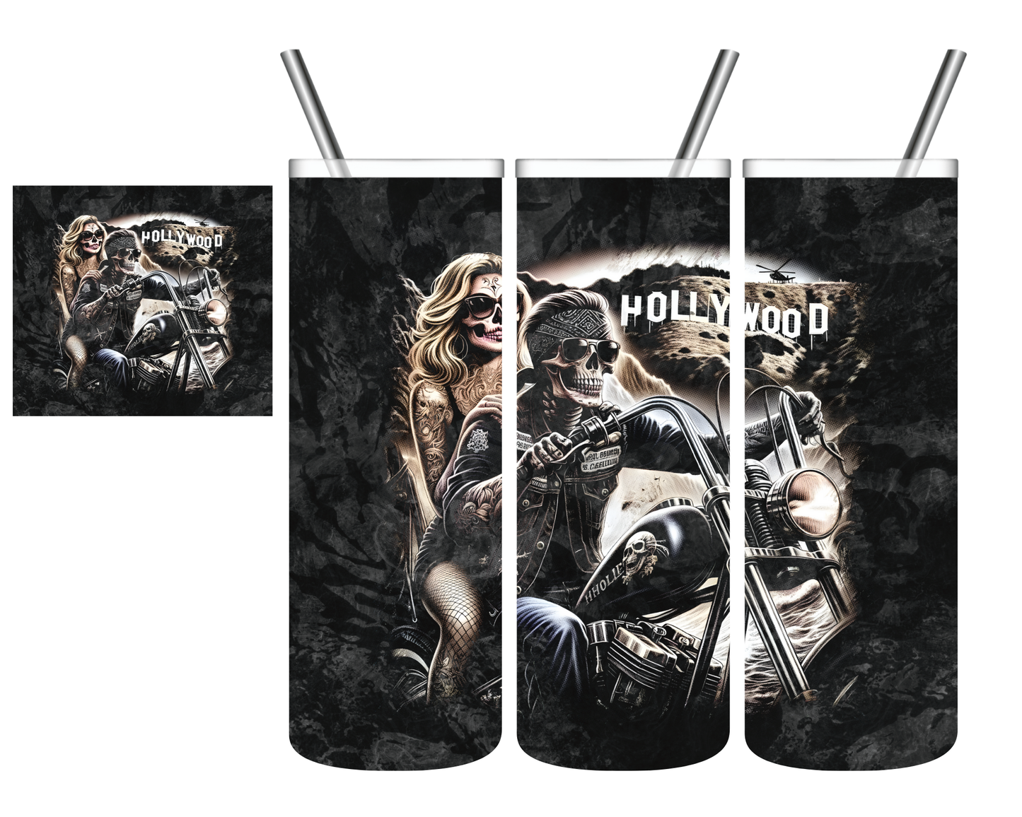 Skeleton Biker Couple 20 oz Tumbler