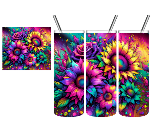 Neon Sunflowers 20 oz Tumbler