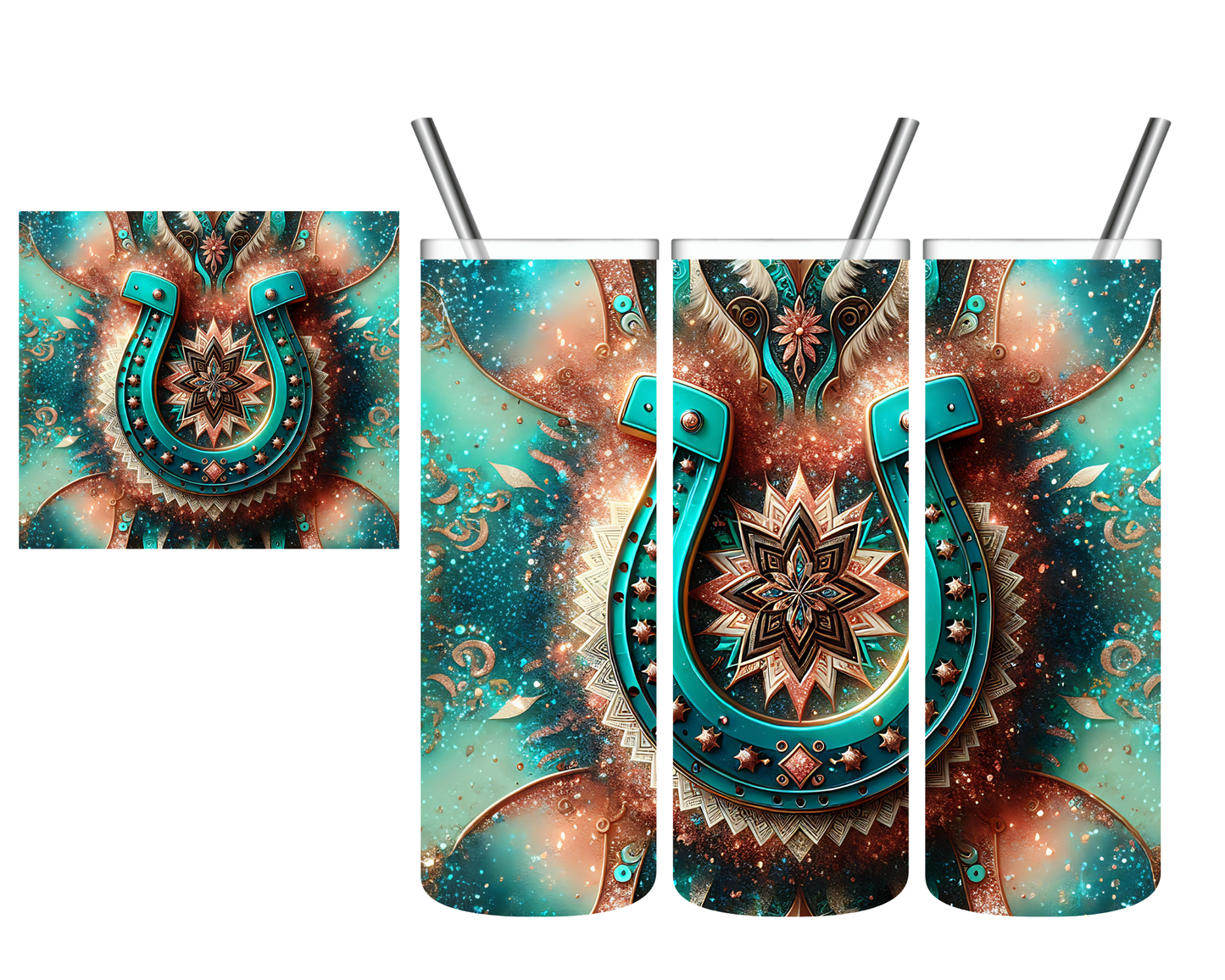 Glitter Horseshoe Western 20 oz Tumbler
