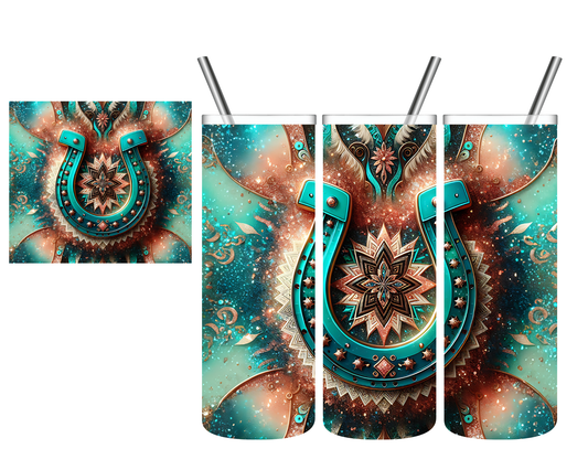 Glitter Horseshoe Western 20 oz Tumbler