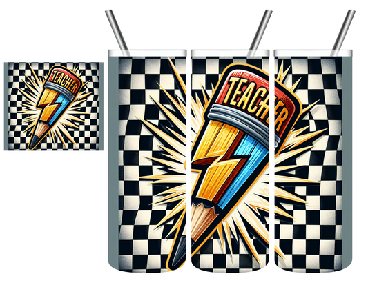 Teacher Lightning Pencil 20 oz Tumbler