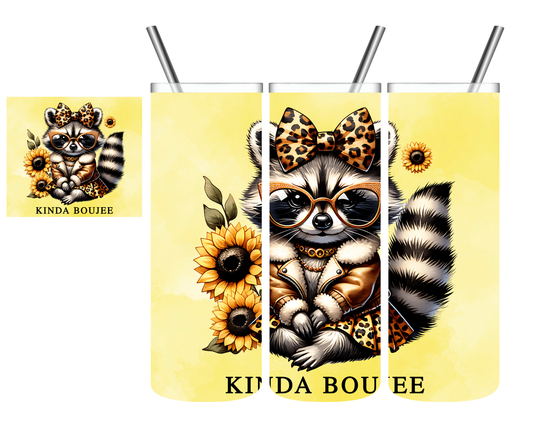 Kinda Boujee Sunflower Raccoon 20 oz Tumbler