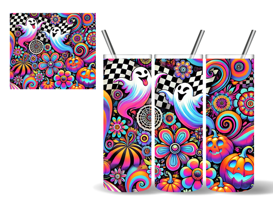 Retro Neon Ghosts Halloween 20 oz Tumbler