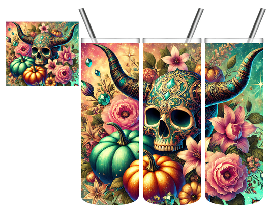 Fall Horned Skull 20 oz Tumbler