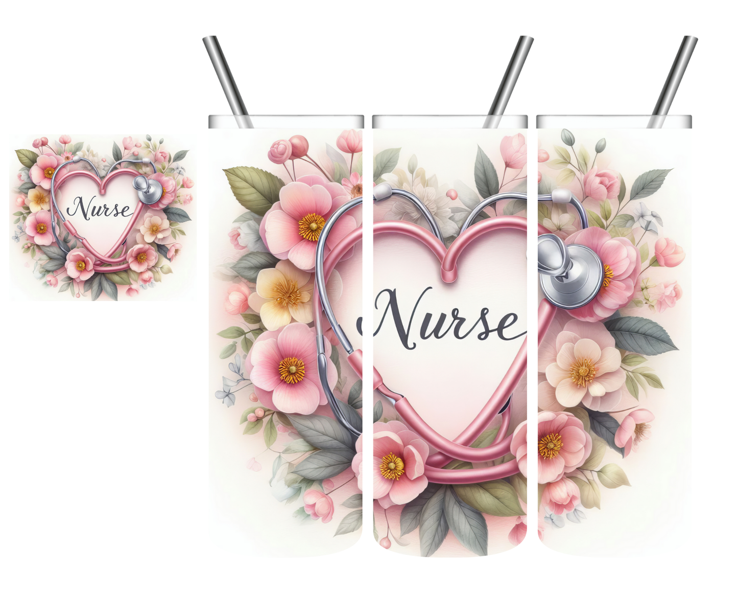 Nurse Floral Stethoscope 20 oz Tumbler
