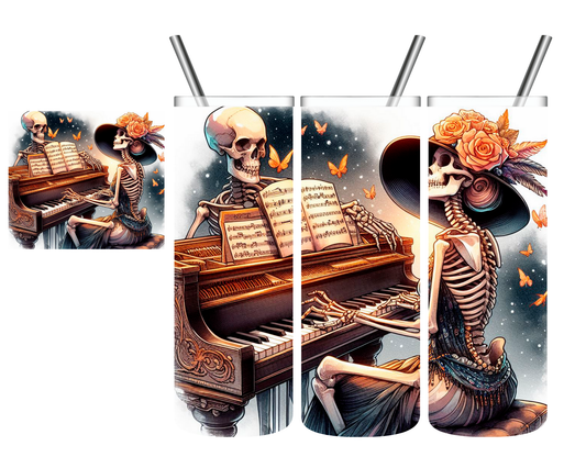 Piano Playing Skeleton 20 oz Tumbler