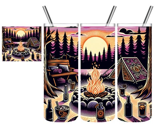 Purple Campfire Camping 20 oz Tumbler