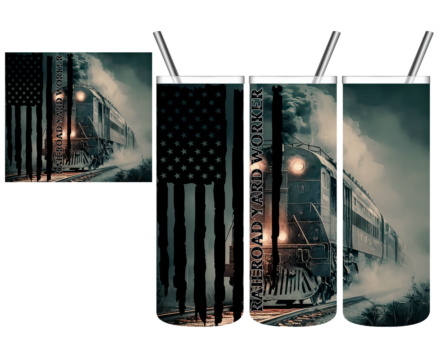 Railroad Worker Flag 20 oz Tumbler