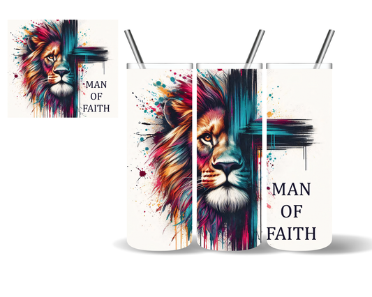 Man of God Lion Christian Faith 20 oz Tumbler