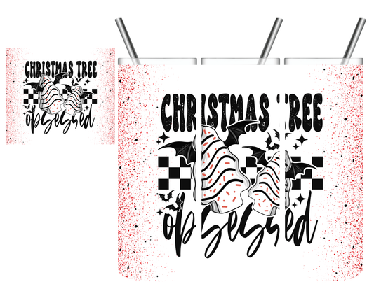 Christmas Tree Obsessed Cake Bats 20 oz Tumbler
