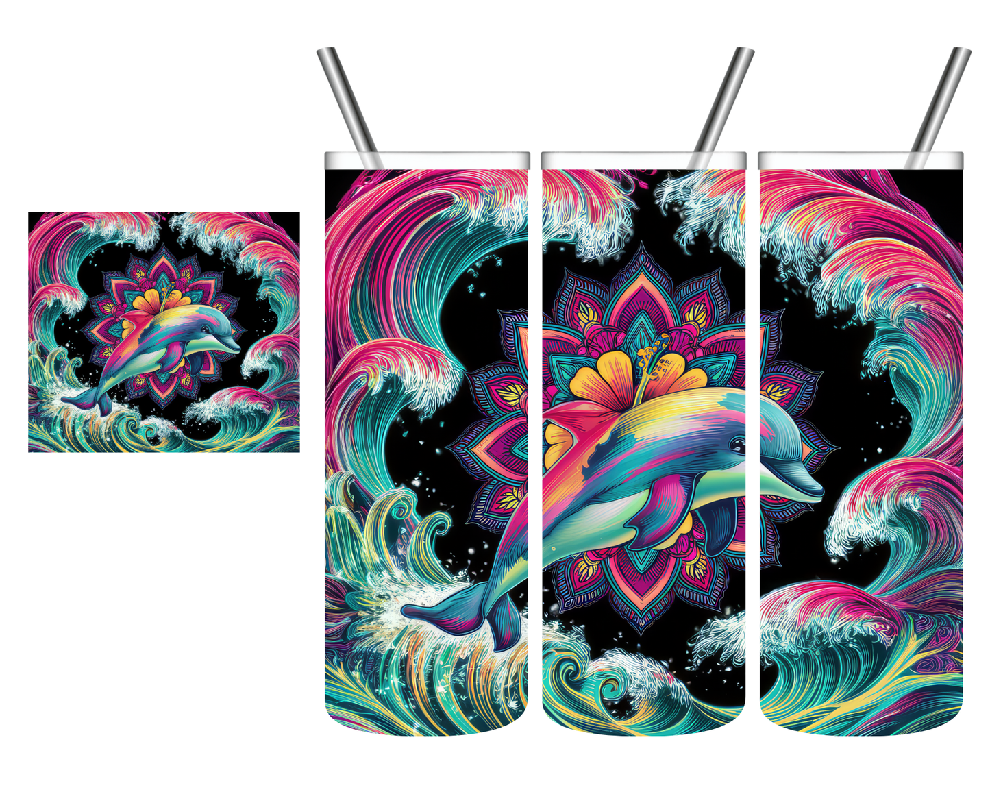 Pink Mandala Dolphin 20 oz Tumbler