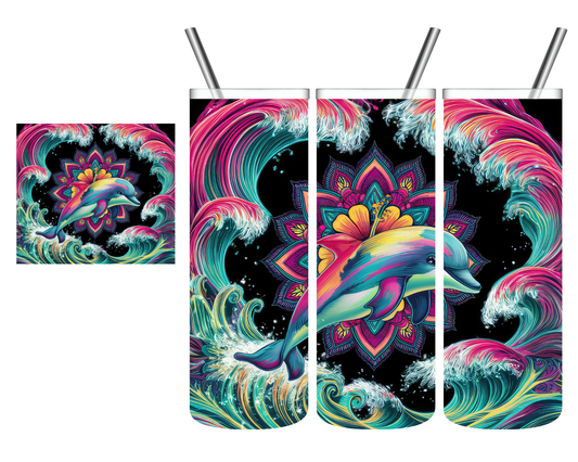Pink Mandala Dolphin 20 oz Tumbler
