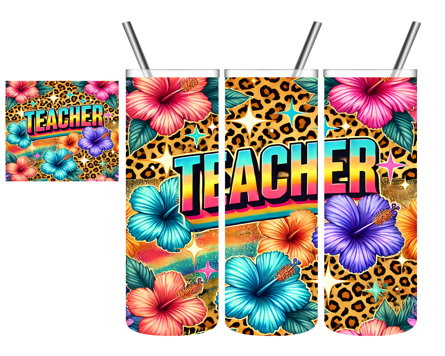 Leopard Floral Teacher 20 oz Tumbler