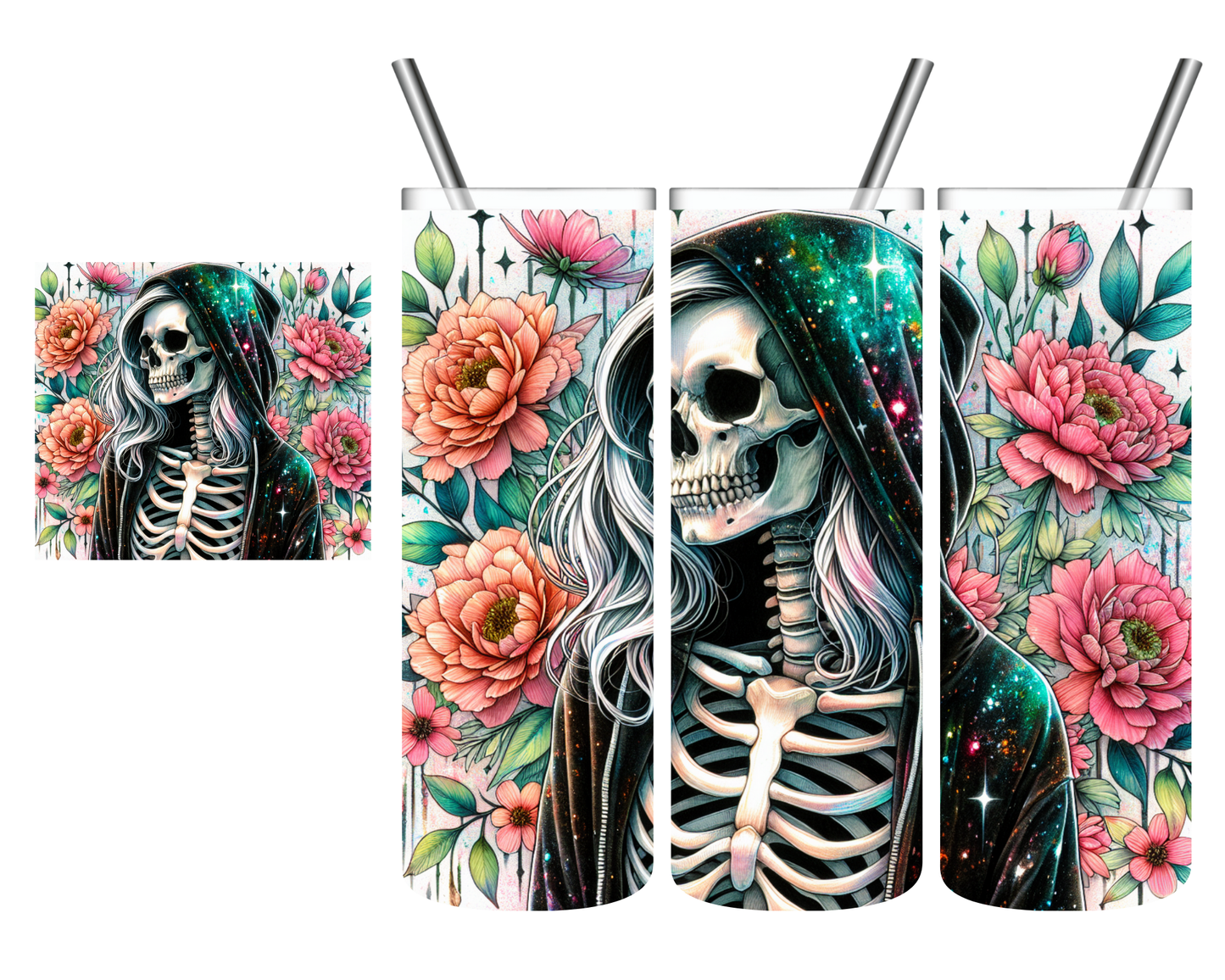 Floral Skeleton Woman 20 oz Tumbler