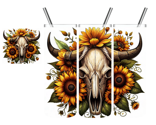 Sunflower Cowskull 20 oz Tumbler