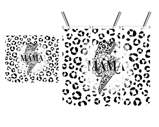 Black & White Leopard Mom Lightning 20 oz Tumbler