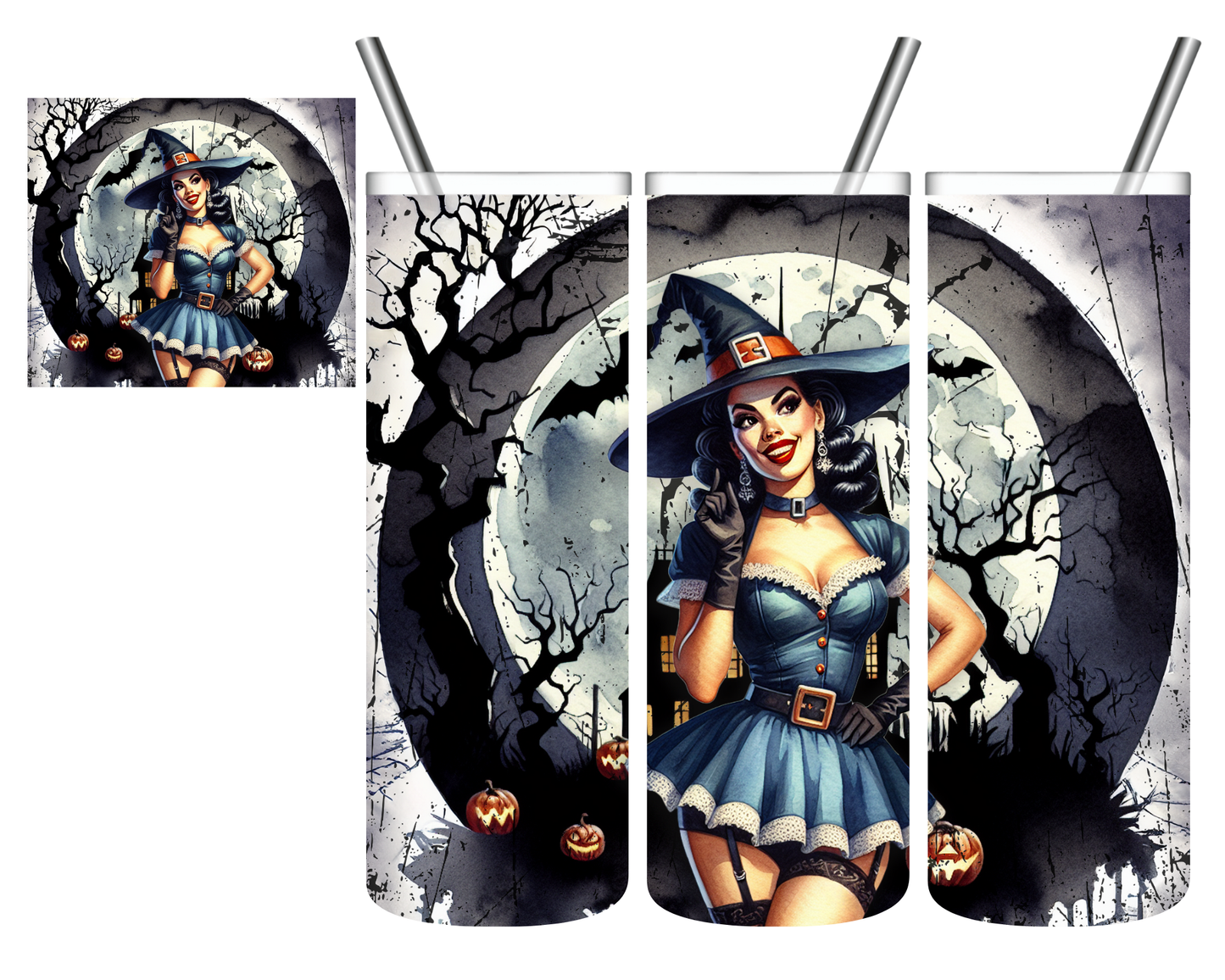 Pinup Witch Moon 20 oz Tumbler