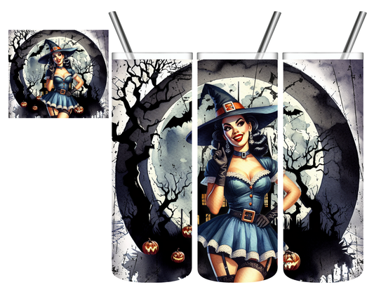 Pinup Witch Moon 20 oz Tumbler