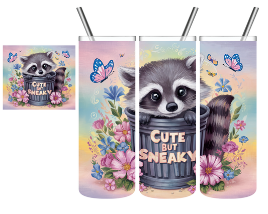 Cute But Sneaky Raccoon 20 oz Tumbler