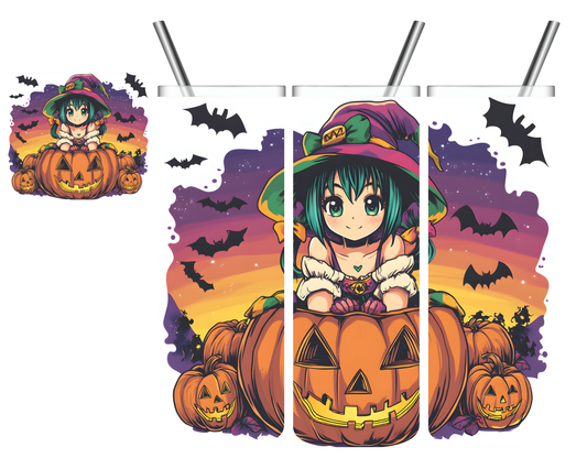 Anime Girl Pumpkin Halloween 20 oz Tumbler