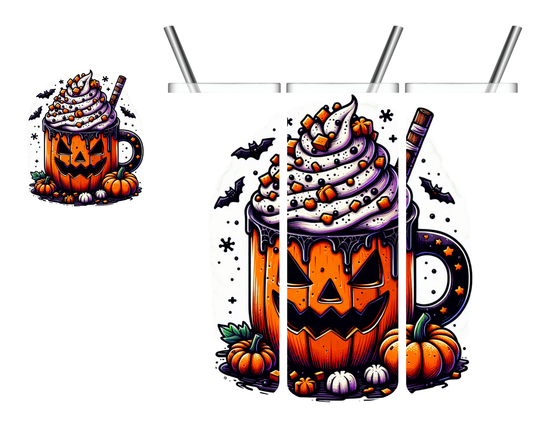 Pumpkin Mug Whipped Cream Fall Halloween 20 oz Tumbler