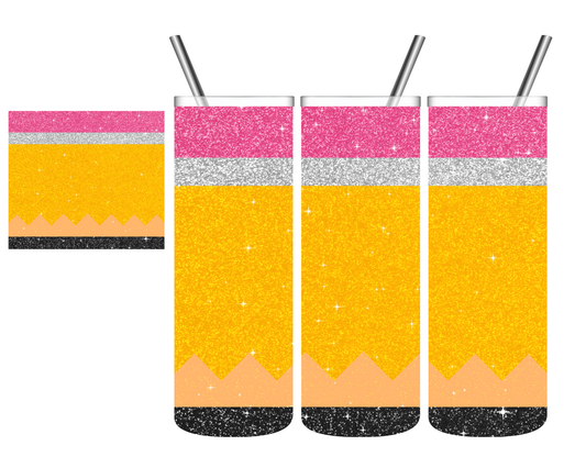 Glitter Pencil 20 oz Tumbler