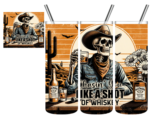 Shot of Whiskey Western Skeleton 20 oz Tumbler