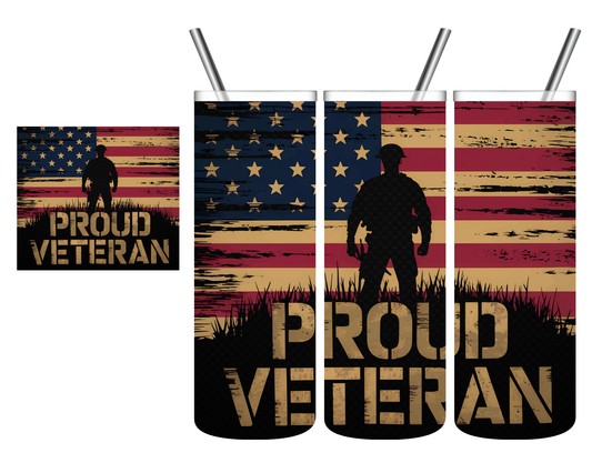 Proud Veteran Flag 20 oz Tumbler