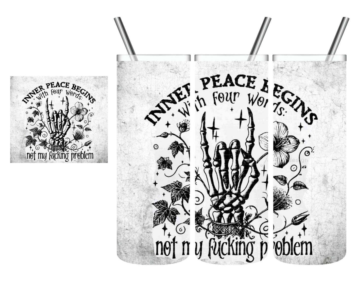 Inner Peace Begins Skeleton 20 oz Tumbler