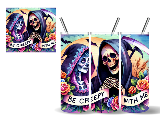 Be Creepy With Me Grim Reaper Couple Husband Wife 20 oz Tumbler