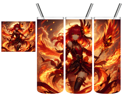 Elements Anime Fire Woman 20 oz Tumbler