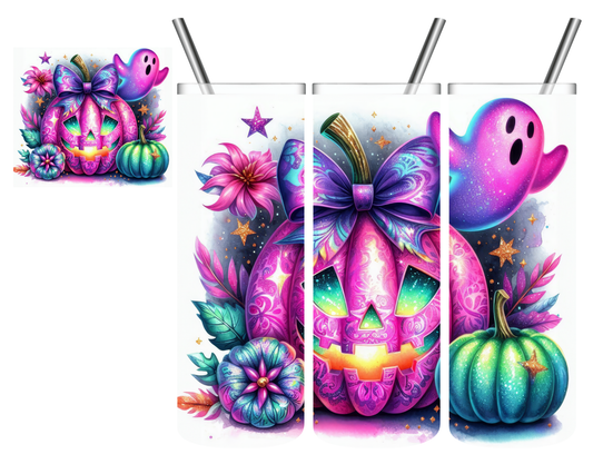 Pink Ghost Pumpkin Halloween 20 oz Tumbler
