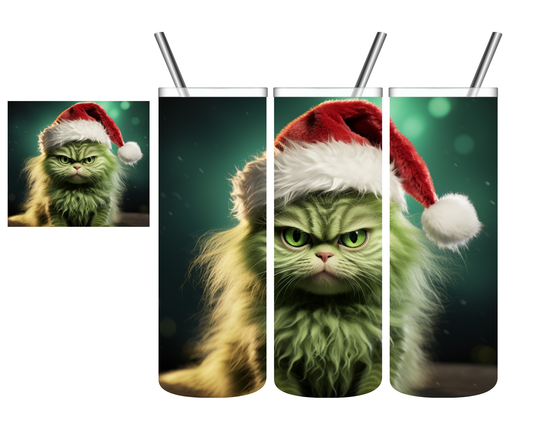 Green Santa Cat Christmas20 oz Tumbler