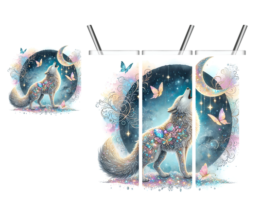 Howling Wolf Moon Glitter 20 oz Tumbler