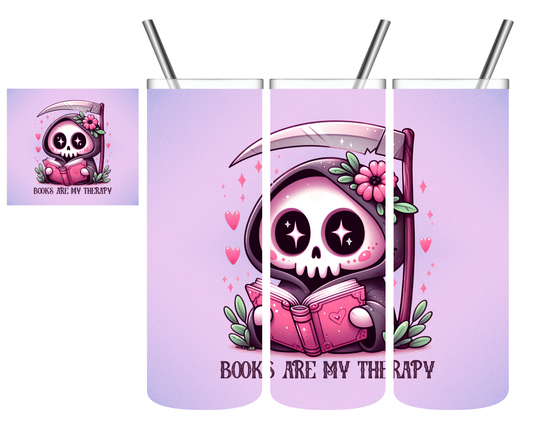 Books Are My Therapy Grim Reaper 20 oz Tumbler