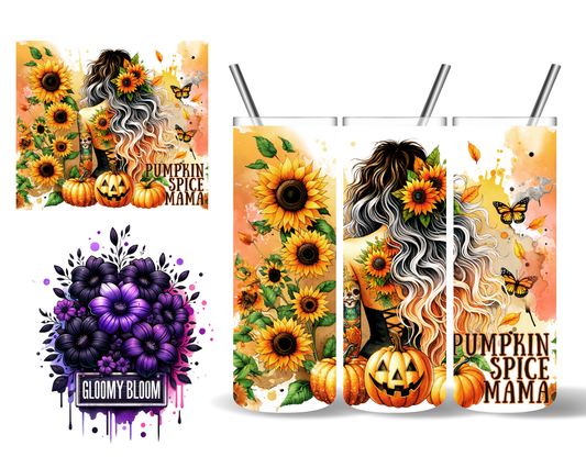 Pumpkin Spice Mama Fall Halloween Tattooed Woman 20 oz Tumbler