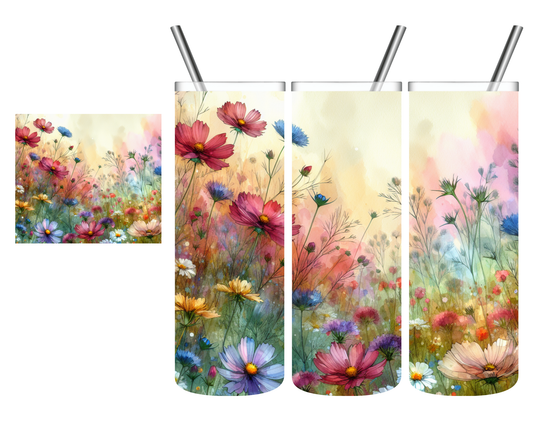 Watercolor Wildflowers 20 oz Tumbler