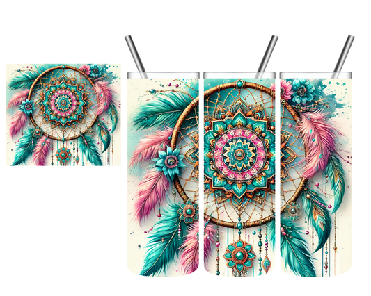 Teal & Pink Dreamcatcher 20 oz Tumbler