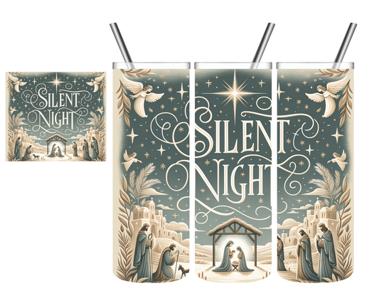 Vintage Silent Night Christmas 20 oz Tumbler