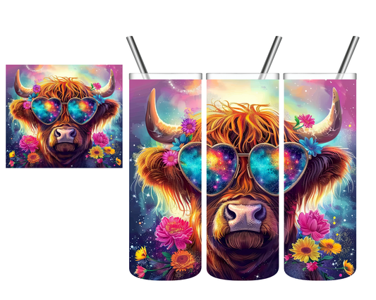 Highland Cow Heart Glasses 20 oz Tumbler
